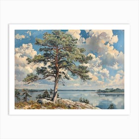 Pine Tree On The Shore Art Print