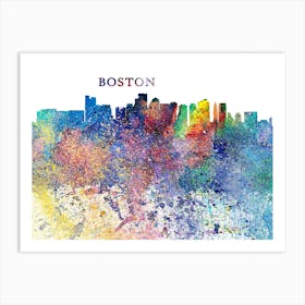 Boston Massachusetts Skyline Splash Art Print