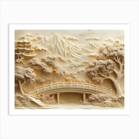 3D Chinese landscape Art Print