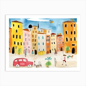 Florence Italy Cute Watercolour Illustration 6 Art Print