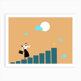 Business Woman On A Ladder Art Print