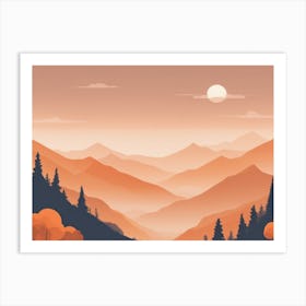 Misty mountains horizontal background in orange tone 110 Art Print