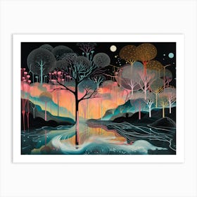 The Forest At Night Art Print