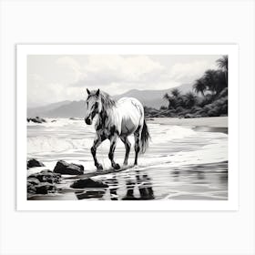 A Horse Oil Painting In Maui Beaches Hawaii, Usa, Landscape 1 Art Print