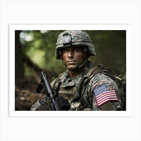 A Soldier Adorned In Patriotic Uniform Hued In His Nations Distinctive Colors Punctuated By A Med (6) Art Print