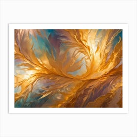 Abstract Swirling Pattern With Glowing, Golden Lines Art Print