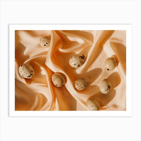 Quail Eggs On Silk Art Print