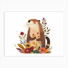 Little Floral Otter 3 Art Print