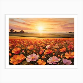 Sunset Poppy Field Art Print