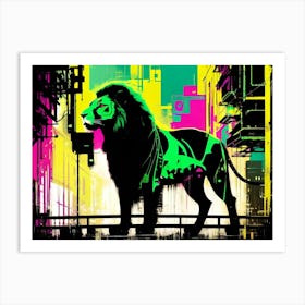 Neon Lion 8 Art Print