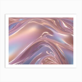 An Abstract Image Of A Flowing, Iridescent Surface That Resembles Liquid Or Silk Art Print