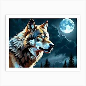 Wolf In The Moonlight 1 Art Print