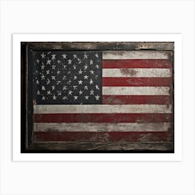 American Flag Rendered In Black And White With Subtle Red Stars Against A Smudged Vintage Backdrop R (4) Art Print