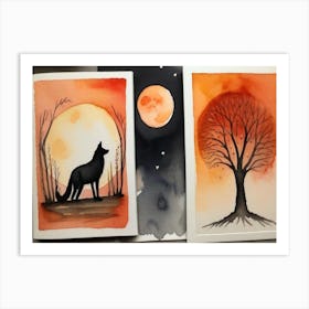 Wolf In The Moonlight 12 Art Print