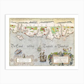 Kaart Van De Zuidengelse Kust Tussen De Isle Of Wight En Dover Art Print