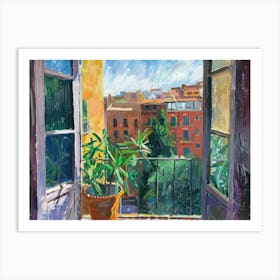 Barcelona From The Window View Painting 2 Art Print