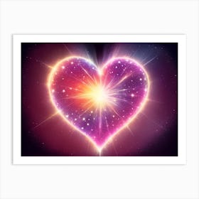 A Colorful Glowing Heart On A Dark Background Horizontal Composition 31 Art Print