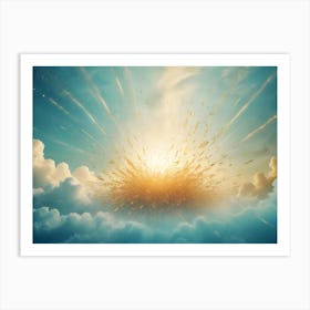 Abstract Image Of A Golden Explosion In The Clouds, Representing A Burst Of Energy Or A Celestial Event Art Print