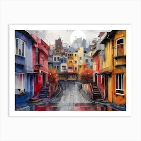 City In The Rain Art Print