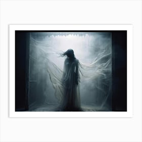 Ephemeral Entity Vocalizing Painful Sounds Through The Ethereal Partition Ghostly Silhouette Caught (6) Art Print