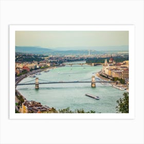 Parliament And Margaret Island in Budapest, Hungary Art Print