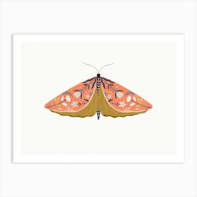 Coral Floral Moth Art Print