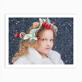 Portrait Of A Girl In Winter Art Print