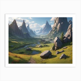 Landscape With Mountains Art Print