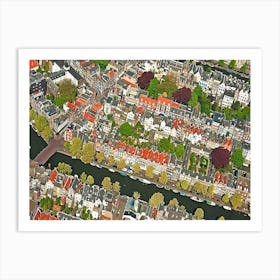 Netherlands, Amsterdam, Aerial Of City Center Art Print