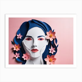 Paper cut - Woman With Flowers Art Print