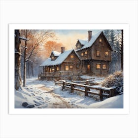 Winter Cabin In The Woods Art Print