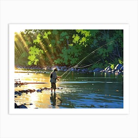 Fishing In The River Art Print