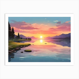 Sunset By The Lake Art Print