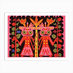Red Eyed Tree Frog Folk Style Animal Illustration Art Print