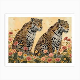 Floral Animal Illustration Jaguar 3 Art Print