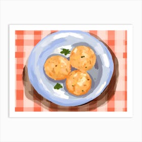 A Plate Of Arancini, Top View Food Illustration, Landscape 4 Art Print