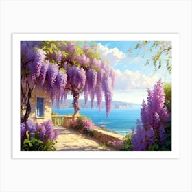 Landscape With Wisteria Art Print