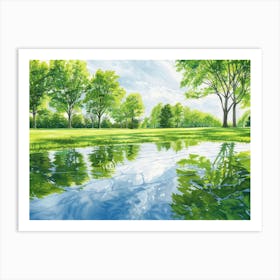 Pond In The Park Art Print