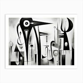 Symbiosis Abstract Black And White 3 Art Print