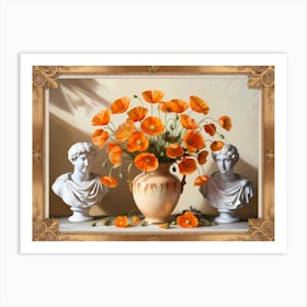 Life with vase and Greek busts art printing Art Print