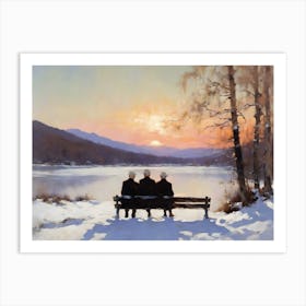 Sunset Best Friends Art Print