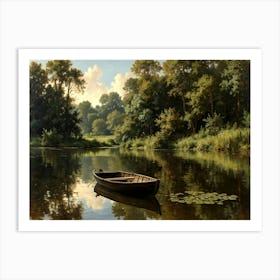 Boat On A Lake Art Print