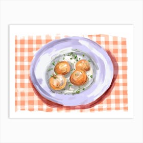 A Plate Of Onion, Top View Food Illustration, Landscape 2 Art Print