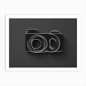 A 3d Rendering Of A Camera Icon In A Black And White Outline Style Art Print