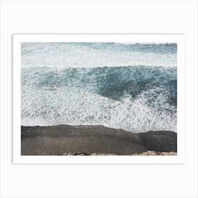 Coastal Contrast Black Sand And Turquoise Waters Art Print