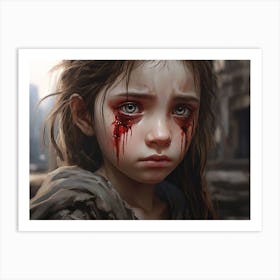 Girl With Bloody Eyes Art Print