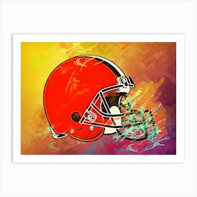 Cleveland Browns Helmet Abstract Art Print