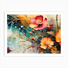 Watercolor Of Flowers 3 Art Print