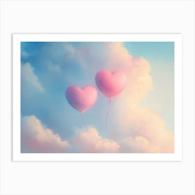 Heart Balloons In The Sky Art Print