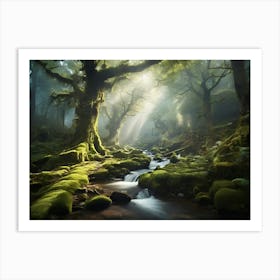 Mossy Forest Paintings Art Print Art Print